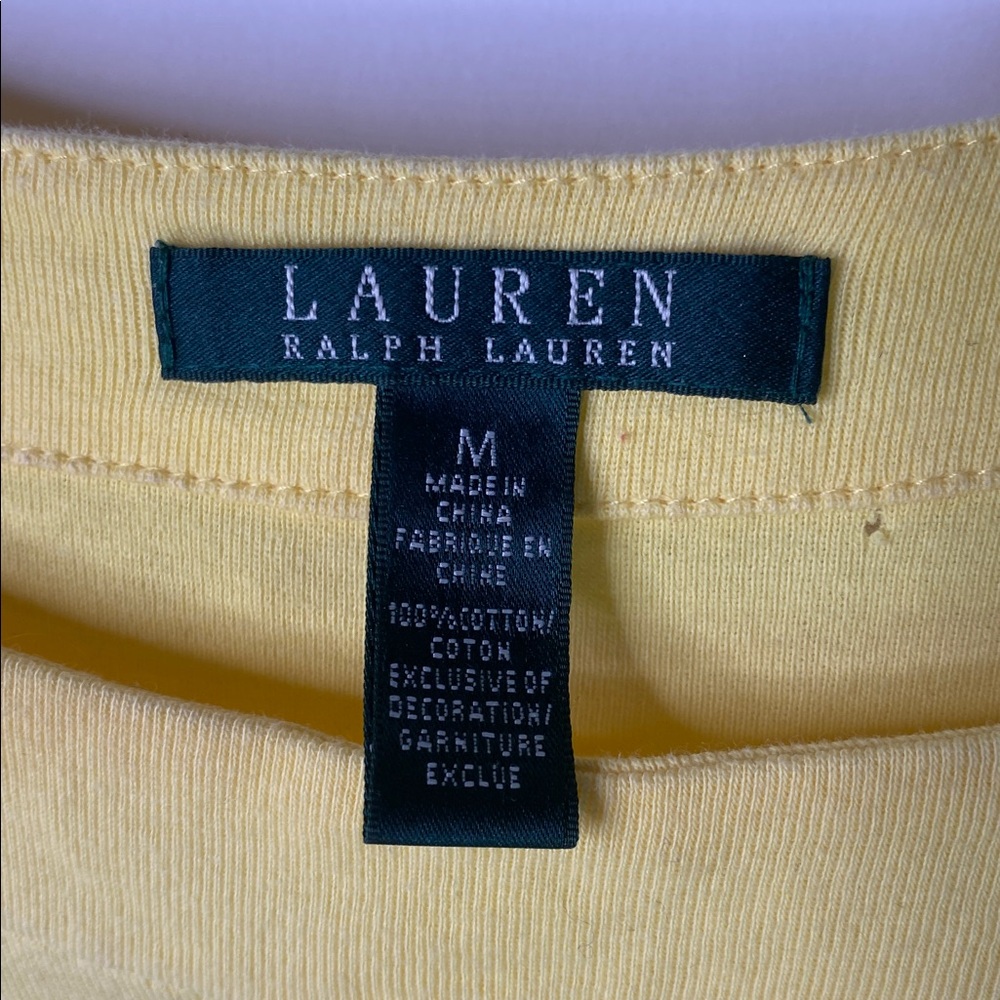 Lauren Ralph Lauren Soft Yellow Tee Womens Size Medium - 784 - Picture 2 of 5
